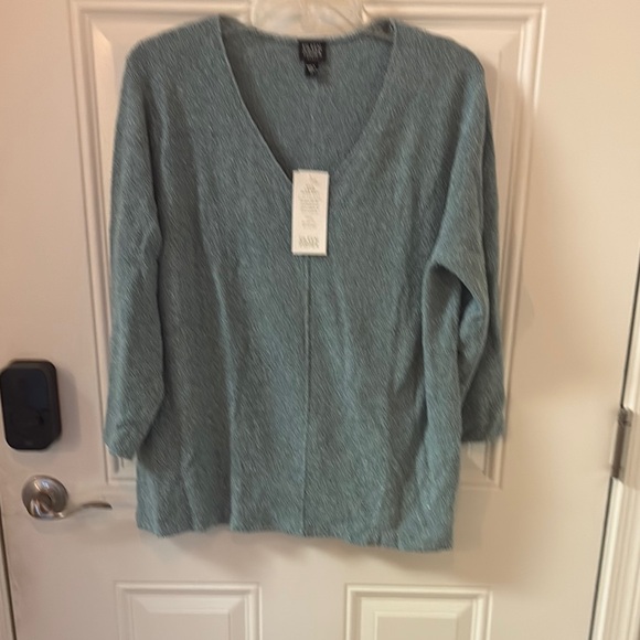 Eileen Fisher Blue V-Neck Sweater with Long Sleeves - Picture 1 of 6